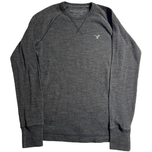 American Eagle Outfitters Gray Long Sleeve Waffle Knit Casual Shirt Men XS